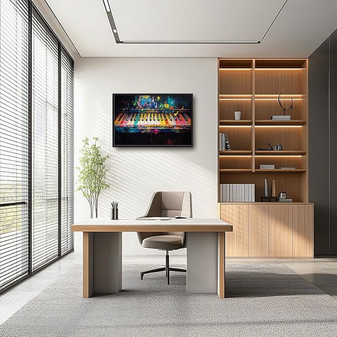 Piano Wall Art, Music Pictures Wall Decor, Note and Piano's Keys Canvas Prints Painting, Large Framed Artwork For Music Studio Living Room Bedroom Home Decorations 36"x 24"