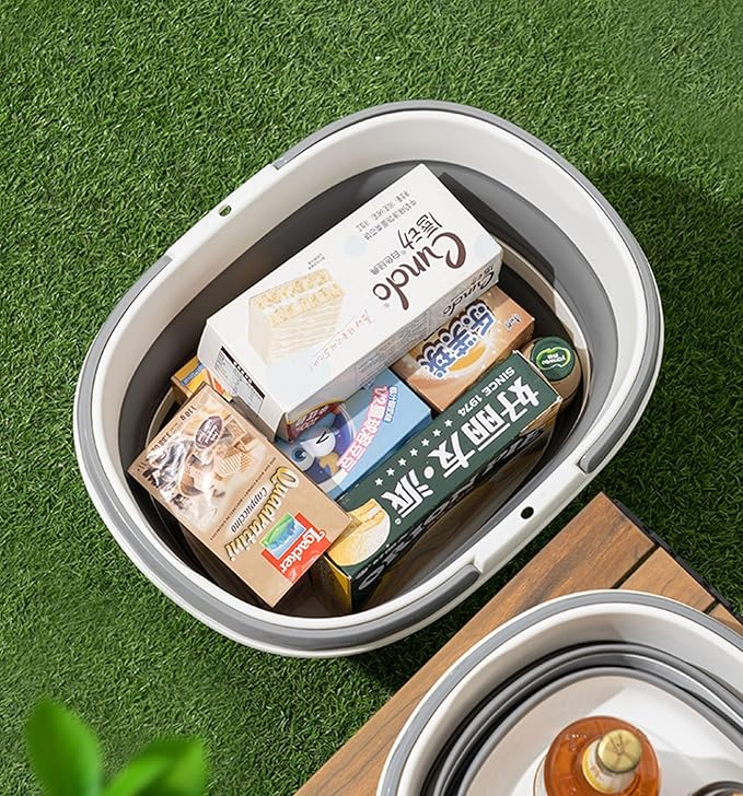 Collapsible Bucket 16L with Handles, Cleaning Mop Bucket Space Saving Foldable Silicone Tub for Laundry Storage Camping, Portable Wash Basin for Home & Car, 4.2 Gallon Compact Utility Plastic Bucket