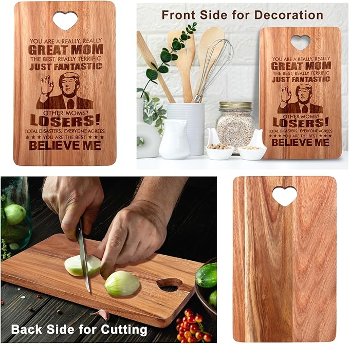 Gift for Mom from Daughter Son Decor Wooden Cheese Charcuterie Boards Unique Christmas Mother's Day Birthday Presents Mum Engraved Acacia Wood Cutting Board Funny Thanksgiving Xmas Gifts for Mummy