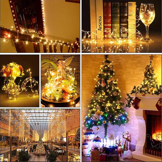 MUMUXI 24 Pack 7.2ft Fairy Lights Battery Operated, 20 LED String Lights, Waterproof Silver Wire, Warm White for Bedroom, Weddings, Halloween, Christmas Decorations, Battery Powered Indoor Outdoor Use