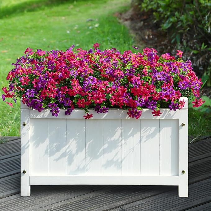 SHareconn Artificial Flowers for Outdoors Spring Decoration, Fake Silk Realistic Faux Plants UV Resistant for Outdoor Planter Porch Patio Summer Outside Decor,20 Bundles, RosyPurple