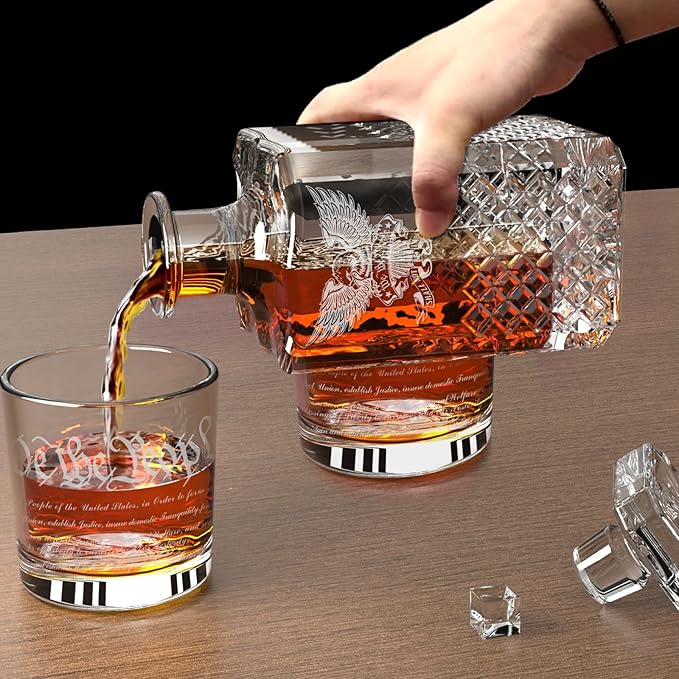 FURSARCAR Retired Gifts for Men Dad, Whiskey Decanter Set with 2 Glasses, Cool Fathers Birthday Present from Daughter Son, Christmas Retirement Gift Liquor Decanter Sets for Man