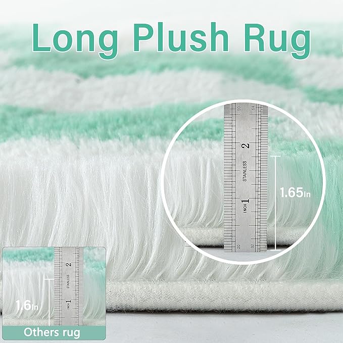 Area Rugs 8x10 Clearance for Living Room, Shag Green Rug Washable Non-Slip Large Rug Super Soft Indoor Fuzzy Carpet Fluffy Rugs for Bedroom Home Aesthetic Decor