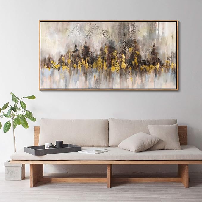 YDYSUNE Gold Abstract Wall Decor - Brown Canvas Wall Art for Living Room- Large Modern Artwork - Oil Painting Pictures for Bedroom Kitchen Home Office