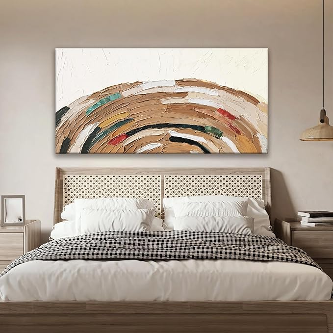 Tsomzxng Abstract Wall Art Yellow Brown Wall Art Painting Canvas Art Wall Decor Prints Abstract Wall Decor For Living Room Bedroom Kitchen Office Artwork Ready To Hang 24"×48"