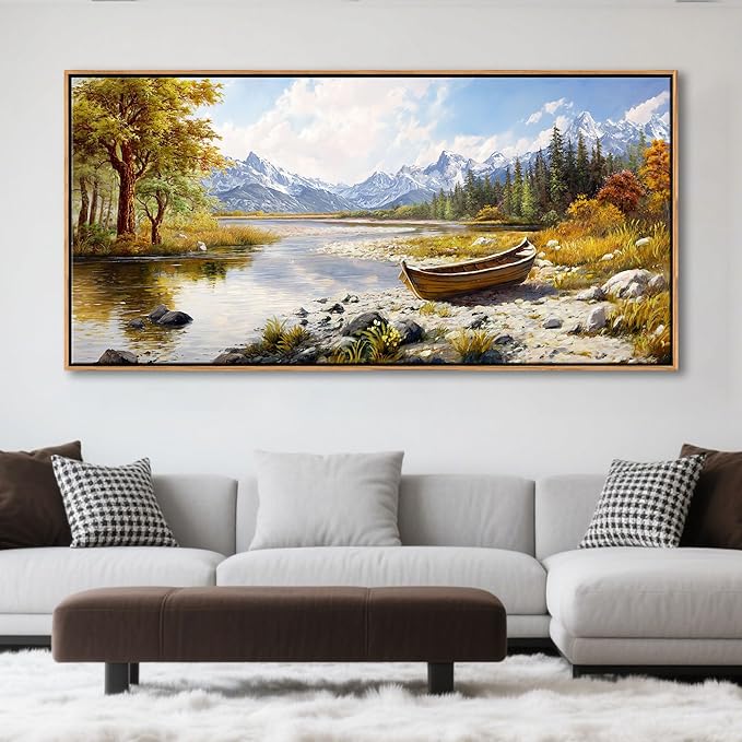 Mofutinpo Mountain Landscape Wall Art - Nature Forest Canvas Art for Living Room, Bedroom & Dining Room - Framed Paintings for Wall Decor - Large Scenic Artwork for Home 29x58IN