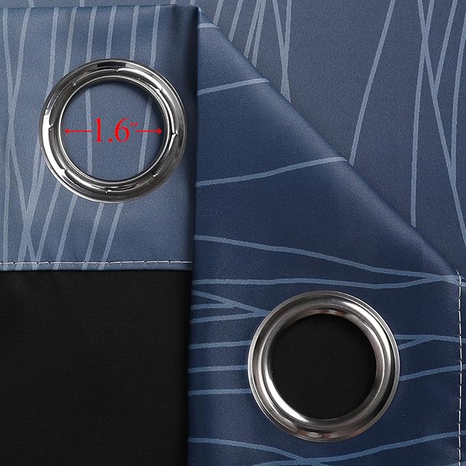 Estelar Textiler Black and Navy Blue Ombre Blackout Curtains 45 Inch Length, Full Room Darkening Gradient Drapes for Kitchen, Thermal Insulated Grommet Short Curtains for Bathroom, 52Wx45L, 2 Panels