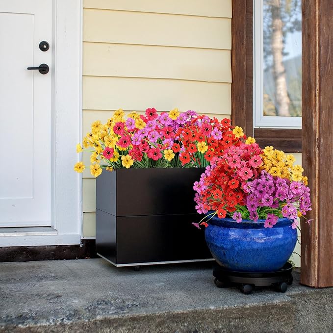20 Bundles Artificial Flowers for Outdoors Decorations, Fake Flowers Faux Plants Silk Colorful Daisy Flowers Realistic UV Resistant for Garden Patio Porch Box Home Decor