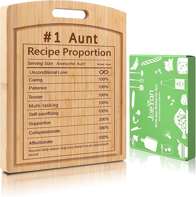Joeyan Anut Birthday Recipe Cutting Board Gift from Niece Nephew, Personalized Engraved Kitchen Present Christmas, Large Size, Heavy Duty, 16x12x0.8"
