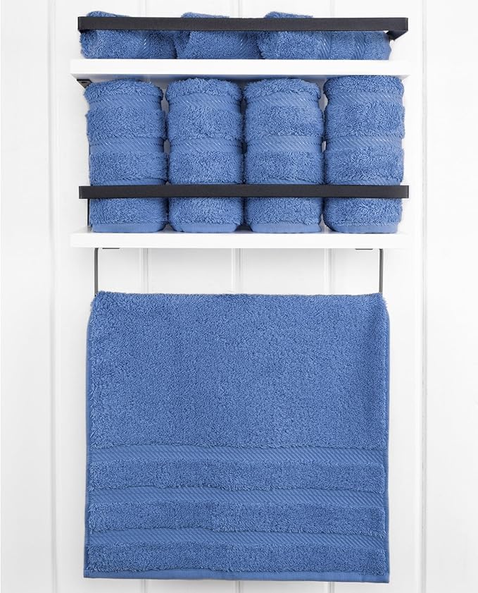 American Soft Linen Luxury Hand Towels for Bathroom, 600 GSM 100% Cotton Turkish 4 Piece Hand Towel Set, 600 GSM Hand Face Towels for Kitchen, Electric Blue Hand Towels