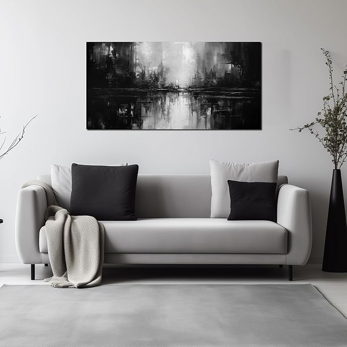 Abstract Wall Pictures for Living Room,Black Art Paintings for Wall Office Wall Art Bedroom Wall Decor 20 x 40 Inch