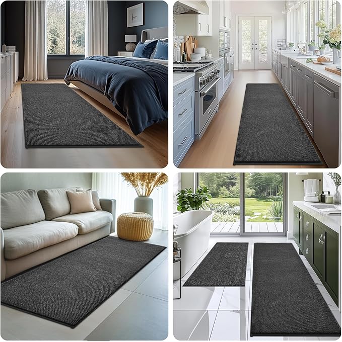 Washable Kitchen Rugs Set of 2 (24" x 35.5" + 24" x 59" Rectangular), Kitchen Mats for Floor, Indoor Entryway Runner Rugs for Laundry, Bathroom, Door, Bedroom (Roll Packing)