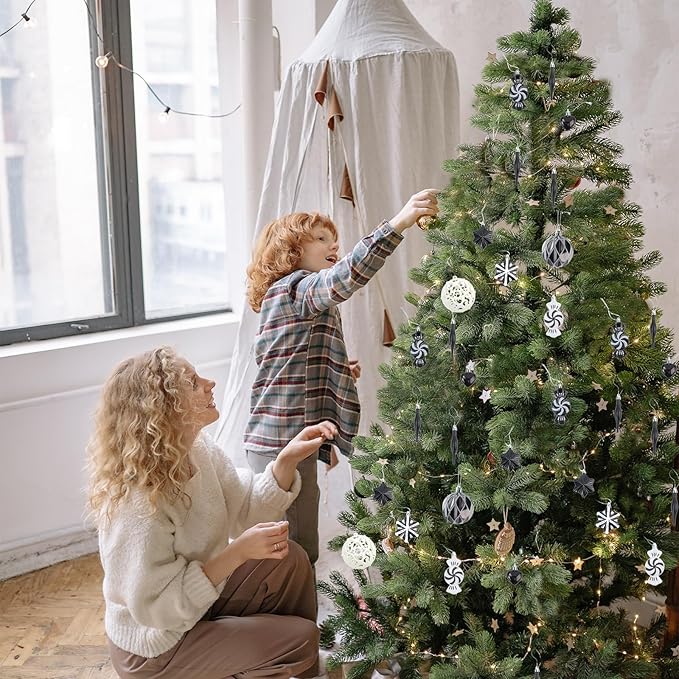 73 Pcs Christmas Ball Ornaments, Tree Decoration Set Christmas Ball Shatterproof Hanging Ornament Decorations for Christmas Tree (Black)