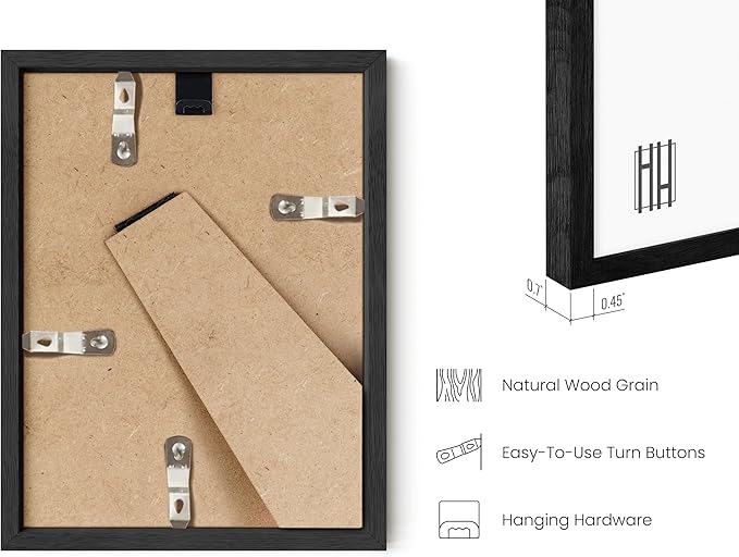 HAUS AND HUES 6x8 Black Oak Wooden Picture Frame - Set of 15 6x8 Poster Frame - Premium Oak, Vertical Hang, Shatterproof Plexiglass - Ideal for Home, Room, Office (6x8-inch, Black, Set of 15)