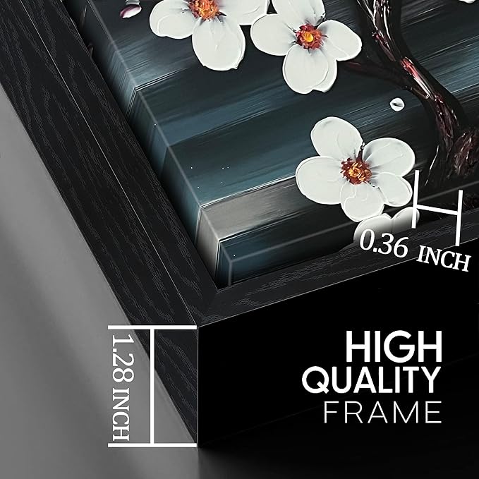 Hand Painted Flower Painting Wall Art for Bedroom - Framed Wall Art for Kitchen Dining Room Wall Decor - Modern House Decor for Women Size 29" x 59"