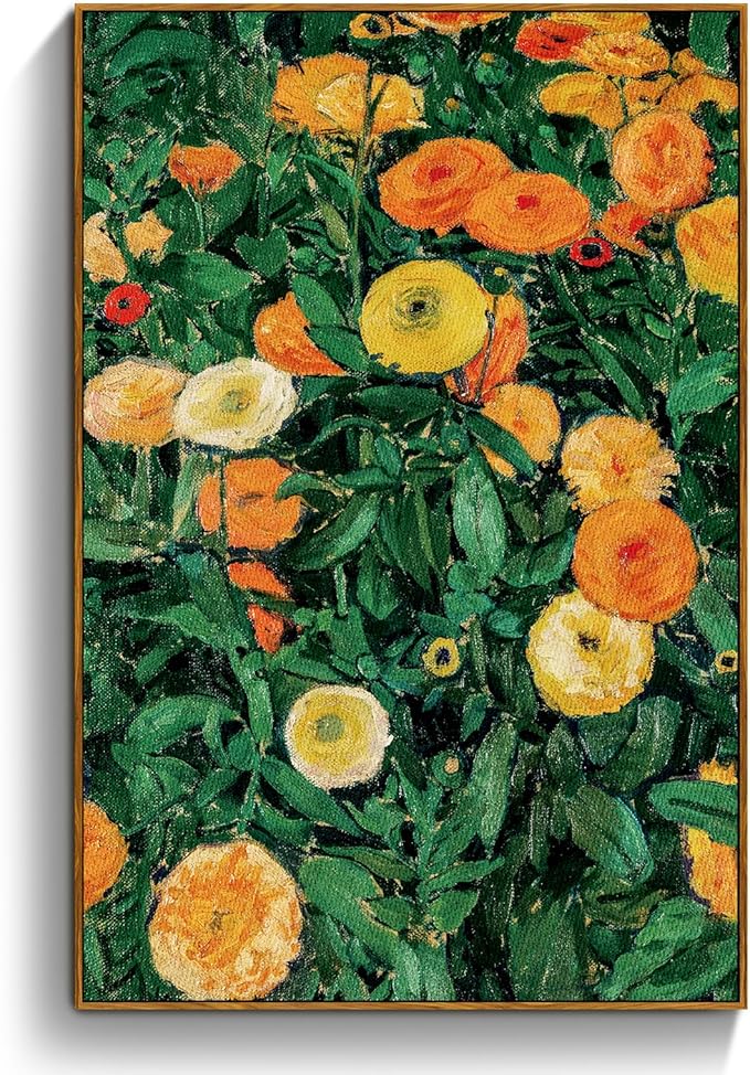 crmotu Vintage Framed Wall Art, Botanical Wall Art, Floral Wall Decor, Daisy Nature Decor Art Prints, Wildflower Landscape Rustic Canvas Paintings for Living Room Bedroom Kitchen Farmhouse 20x30in