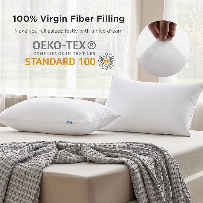 Bedsure Standard Pillows Size Set of 2 - Bed Pillows Standard Size for Sleeping, Soft and Supportive, Hotel Quality, Original Down Alternative Filling for Side, Back Sleepers, 2 Pack
