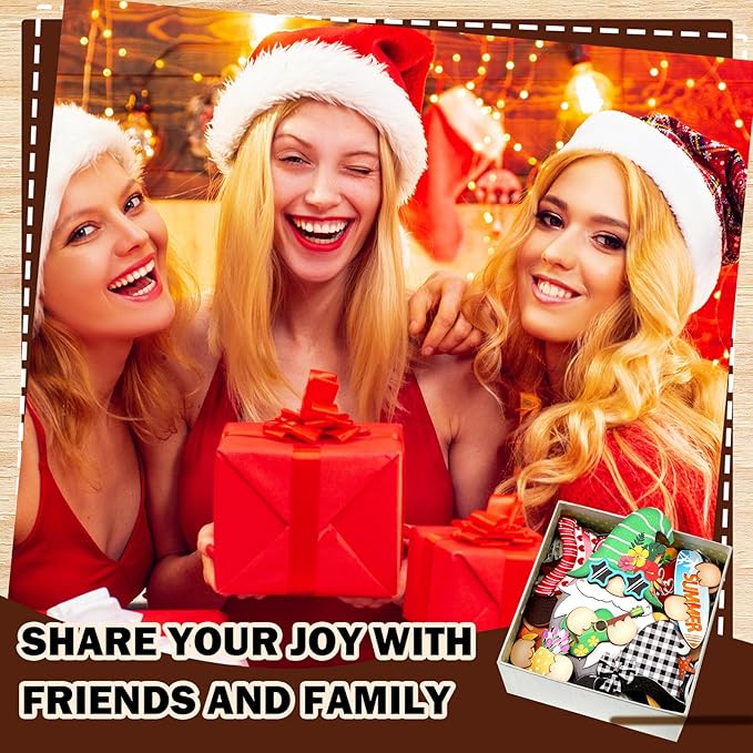 Blulu Interchangeable Wooden Gnome Decor DIY Holiday Seasonal Fall Gnomes Halloween Tiered Tray Decoration with Magnet Pieces Halloween Welcome Sign for Holiday Decorations(Classic)