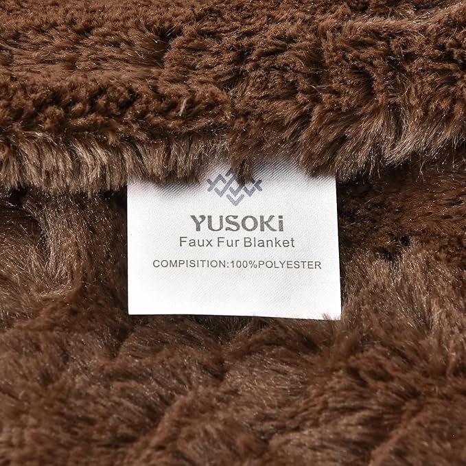YUSOKI Luxury Faux Fur Twin XL Blanket for Twin XL Bed 2 Layers,5.2lb,All Ages,Home Decoration Without Pillows(Brown,63"x90")