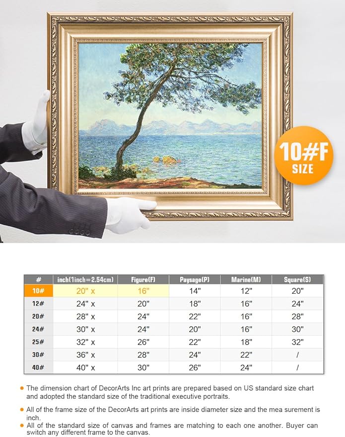 DECORARTS - The Esterel Mountains 1888 Claude Monet Art Reproduction. Giclee Print& Museum Quality Framed Art for Wall Decor. Framed size: 26x22