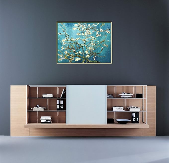 Wieco Art Framed Wall Art Giclee Canvas Prints of Almond Blossom by Vincent Van Gogh Paintings Reproduction Abstract Artwork for Wall Decor