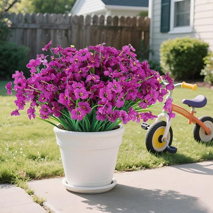 20 Bundles Artificial Flowers for Outdoors or Indoor Garden Home Decoration,No Fade Fake Flowers Faux Plants for Decoration Hanging Planters,Porch Window Box Garden Wedding Farmhouse Fake Plants