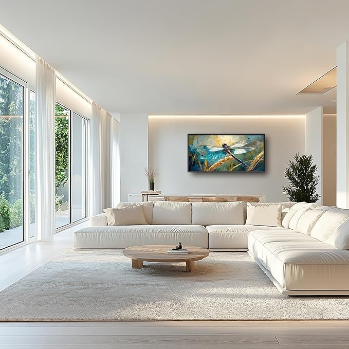 Olivine Dragonfly Wall Art, Vintage Dragonfly Pictures Wall Decor, Nature Painting, Insect Canvas Prints, Framed Artwork for Bathroom Bedroom Living Room Office Home Decoration 60"x30"