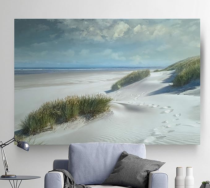Renditions Gallery Nature Wall Art Landscape View of White Sandy Tropical Beach Ocean Canvas Hanging Artwork for Bedroom Living Room Kitchen - 24"X36" LT08