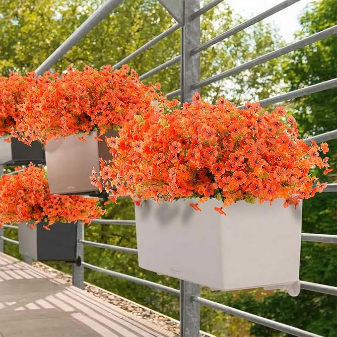 36 Pcs Artificial Mums Flowers Outdoor Plastic Fall Flowers Fake Mums Autumn Greenery Flower for Porch Window Box Farmhouse Thanksgiving Home Decor(36, Orange)