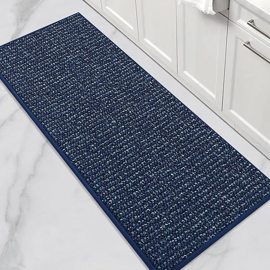 BEQHAUSE Kitchen Runner Rugs 24"x60", Non-Slip Kitchen Mats for Floor, Super Absorbent and Stain Resistant Kitchen Rug, Machine Washable Rugs for Kitchen, Hallway, Laundry & Sink, Blue
