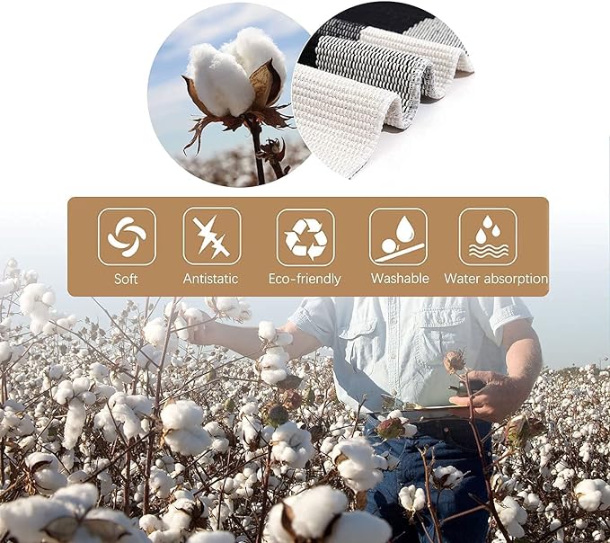 SEEKSEE Cotton Buffalo Plaid Rug 27.5"x43" Black and White Checked Rug Washable Doormats Indoor Outdoor Rugs for Layered Front Door Mats, Porch, Kitchen, Farmhouse, Entryway