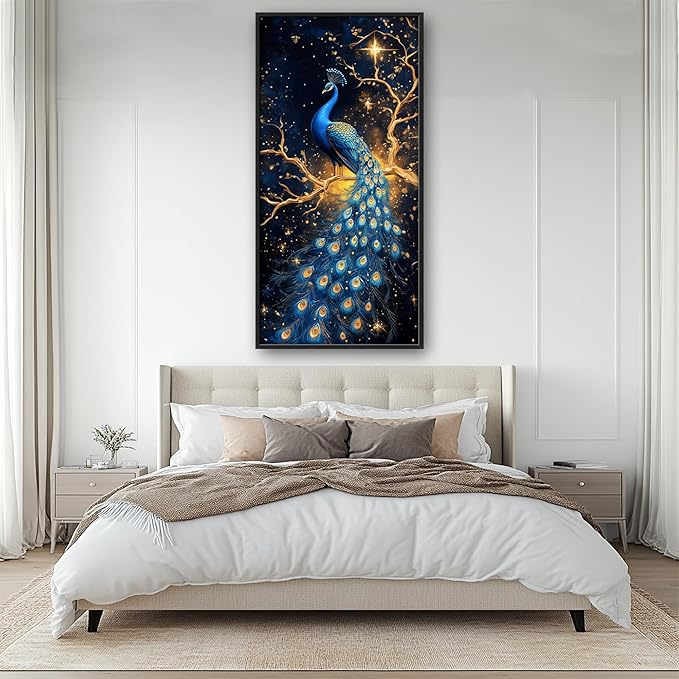 Lovira Peacock Large Wall Art Tree Canvas Wall Decor Pictures Prints Painting Framed Modern Vertical Artwork for Living Room Bedroom Bathroom Office 30"x60"