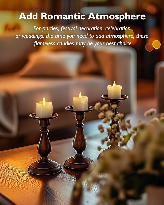 Homemory Flameless Votive Candles with Timer Remote, 2" x 2" Real Wax, 300+ Hour Realistic Black Wick Battery Operated Candles, Set of 6 for Wedding, Party and Holiday Decoration (Battery Included)