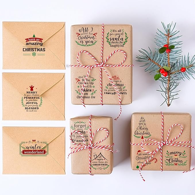 Epakh 45 Pcs Large Christmas Inspirational Vinyl Stickers for Crafts Scrapbooking Christmas Ball Bottle Decals Positive Word Window Stickers Motivational Quote Wall Decal, 45 Color Words(Joy Style)