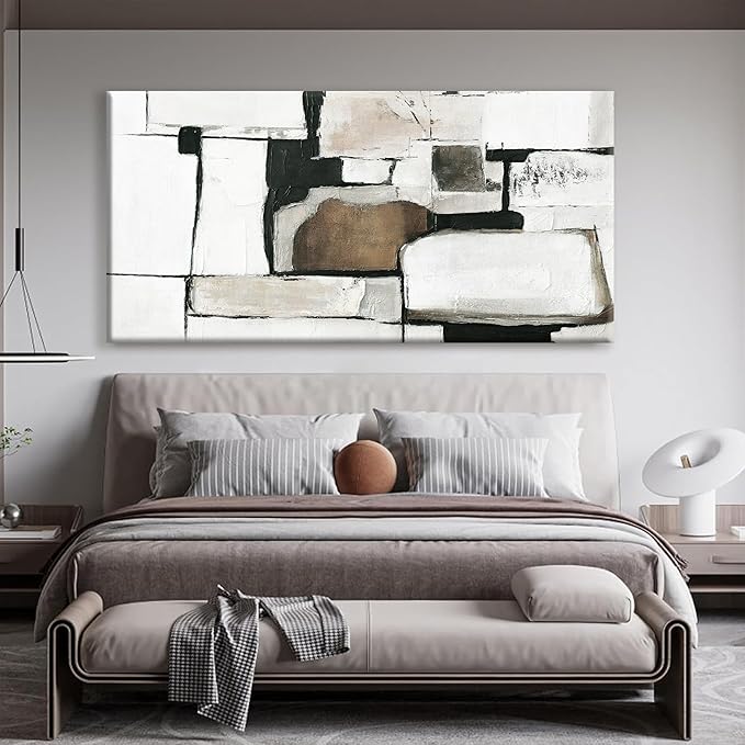 Tsomzxng Large Abstract Wall Art For Living Room Decor Grunge Room Decor Art Canvas Art Wall Decor 29" X 58" Painting Brown Grey Wall Art Line Art For Bedroom Home Office Dining Room Artwork