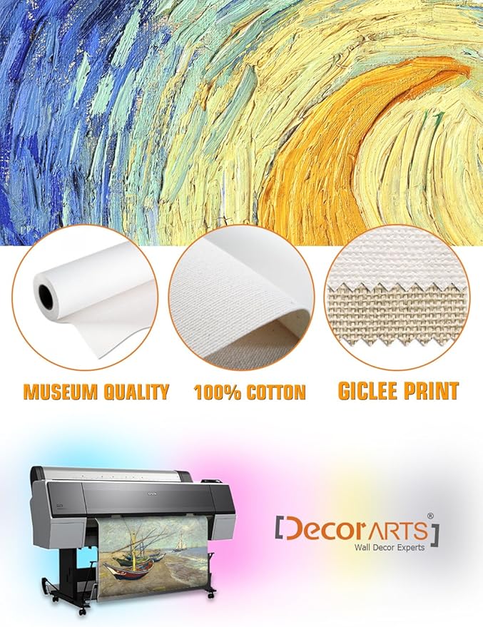 DECORARTS - Boats At Saintes Maire, Vincent Van Gogh Art Reproduction. Giclee Canvas Prints Wall Art for Home Decor 20x16