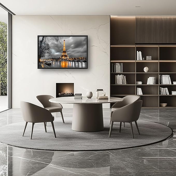 Quorin Eiffel Tower Large Wall Art Black and White Pictures Wall Decor City Landscape Canvas Print Painting Artwork for Bathroom Living Room Bedroom 36L x24W