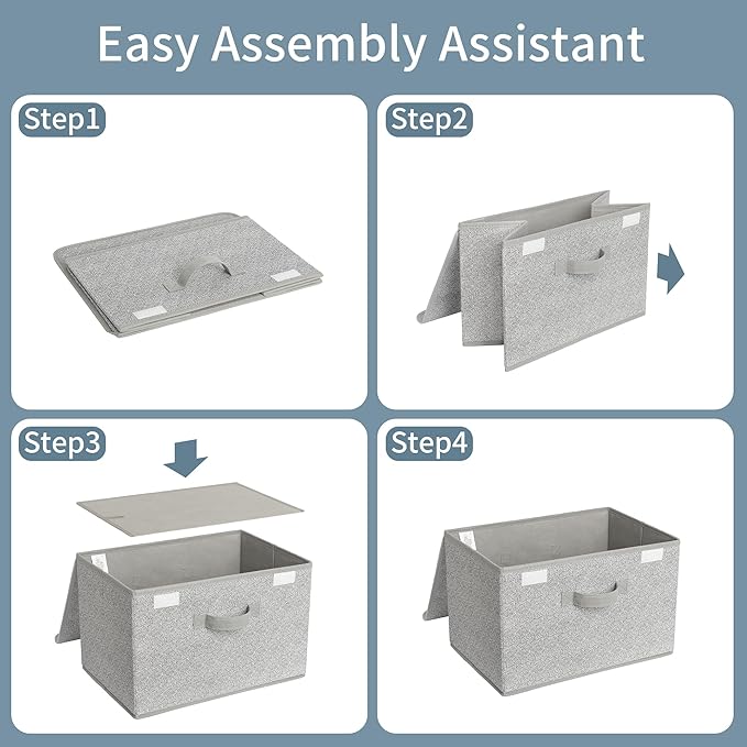 GRANNY SAYS Storage Boxes with Lids, Fabric Storage Bins, Keepsake Box, Closet Organizers and Storage, Gray, 2-Pack