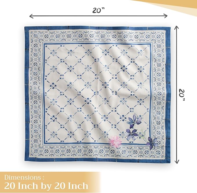 Maison d' Hermine Cloth Napkins Set of 4 100% Cotton Everyday Reusable Square Napkins Cloth Washable, Dinner, Party, Wedding, Restaurant, Spring/Summer (Faience, 20" x 20")