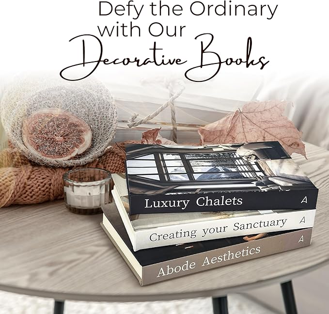 Array & Arrow Decorative Book Set of 3 for Home Decor | Hardcovered Book Set for Home Decor | Coffee Table Décor | Fake Books for Decoration | Faux Books for Decoration (Small - Blank Pages)