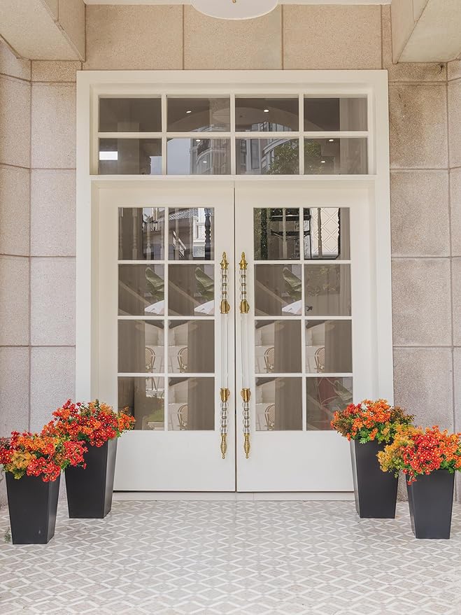 15 pcs Fall Artificial Outdoor Branch with Eucalyptus Leaves, Fake Silk Daisy, Faux Flower for Indoor Outside Hanging Plants Garden Porch Window Box Home Wedding Farmhouse Décor