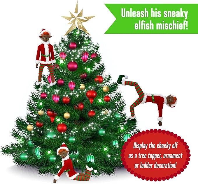 The Original Elf Christmas Dolls, 12" Christmas Elf Doll, Toy Elf for Kids or Décor, Mini Toy Elf Dolls for Christmas, Christmas Elf Decorations, Poseable Little Elf Shelf Sitters with Dangling Legs