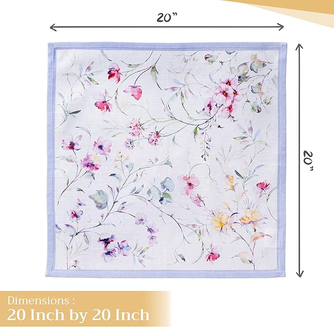 Maison d' Hermine Cloth Napkins Set of 4 100% Cotton Everyday Reusable Square Napkins Cloth Washable, Dinner, Party, Wedding, Restaurant, Spring/Summer (Summer Floral, 20" x 20")