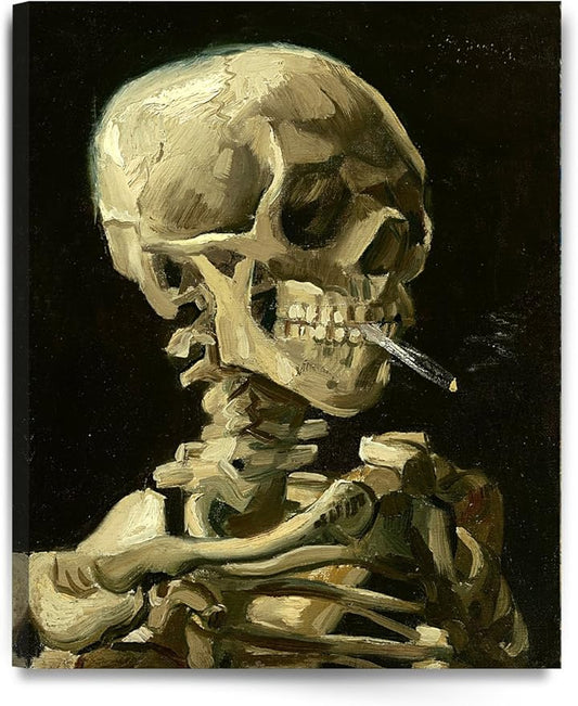 DECORARTS - Head of a Skeleton with a Burning Cigarette. Vincent Van Gogh Reproductions. Giclee Print for Wall Decor. 24x30