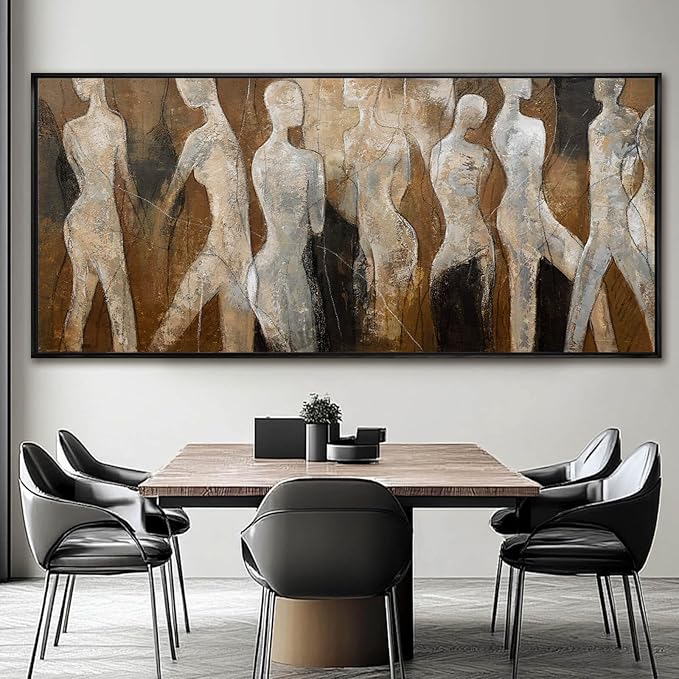 Line Framed Wall Art Figure Wall Prints Contemporary Hanging Wall Decor 32"x70" Large Artwork for Living Room Office Decorations