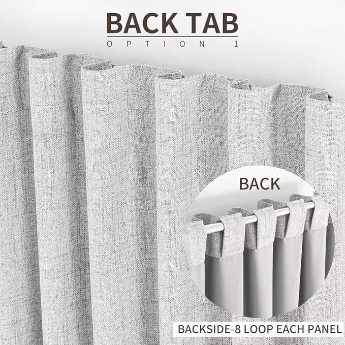 Joydeco Natural Linen Curtains 90 inch Length 2 Panels Set Burg 100% Blackout Patio Door Curtain Room Darkening Sliding Door Curtains Thermal Insulated Back tab Rod Pocket(105x90 inch, White)