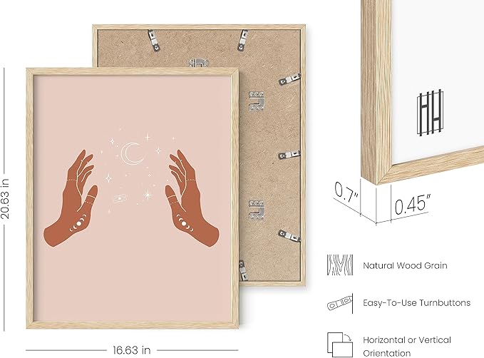 HAUS AND HUES Astrology Posters and Celestial Hands on Sides Decor - Room Decor and Spiritual Posters, Sun and Moon Wall Art Astrology Wall Décor (Beige Frame 16x20)