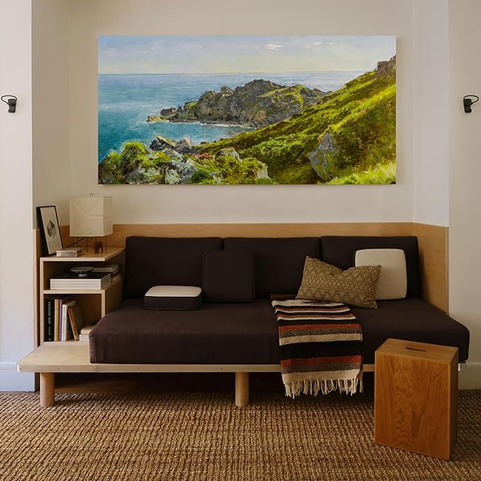 crmotu Large Wall Art for Living Room, Coastal Landscape Vintage Decor Pictures, Mountain Sea Scenic Canvas Prints, Nature Seascape Wall Paintings for Bedroom, Farmhouse Bathroom Decor 30"X60"