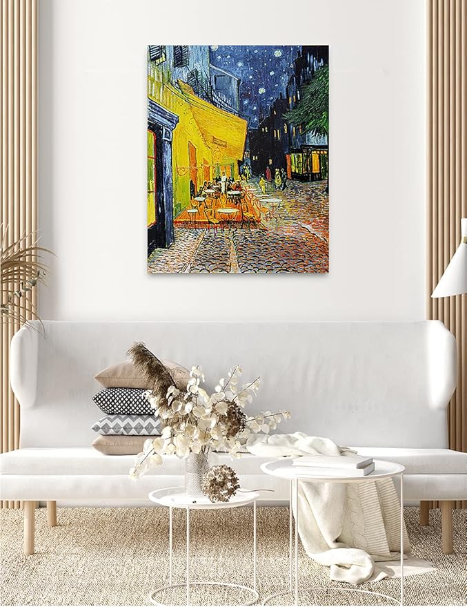 DECORARTS - Cafe Terrace At Night, Vincent Van Gogh Art Reproduction. Giclee Canvas Prints Wall Art for Home Decor 30x24
