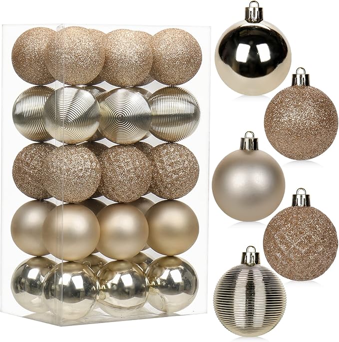 30PCS 2" Christmas Ball Ornaments Shatterproof Champagne Christmas Tree Decorations Xmas Tree Balls Halloween Ornaments Décor